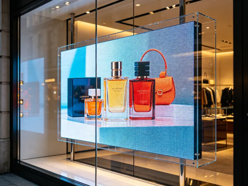 TLED P3.91-7.81 Indoor Transparent LED Screen - High resolution see-through display for retail and indoor architecture